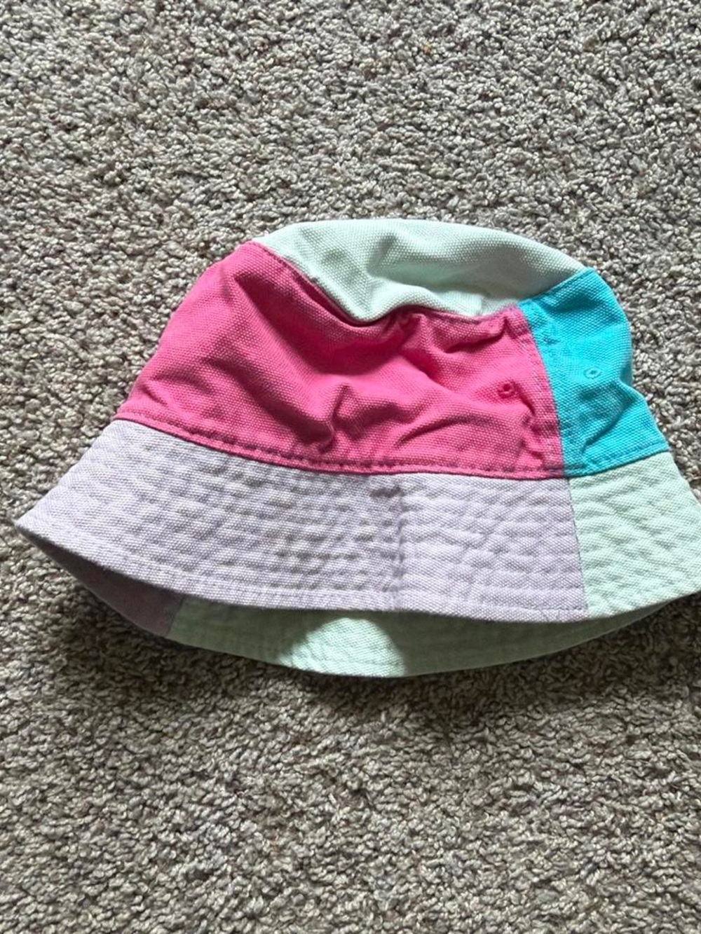 Colorblock Bucket Hat in Pink, Mint & Teal